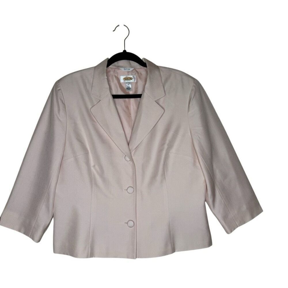 Vintage Talbots Classic Shell Pink Silk Three Button Blazer Size 14